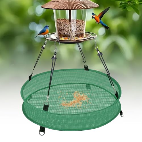2Pcs Bird Seed Catcher Tray for Hanging Bird Feeder Platform, 4" Deep Birdseed Hoop for Hummingbird Feeders Bee Feeder Outdoor Garden Accessories (Green, 20inch)