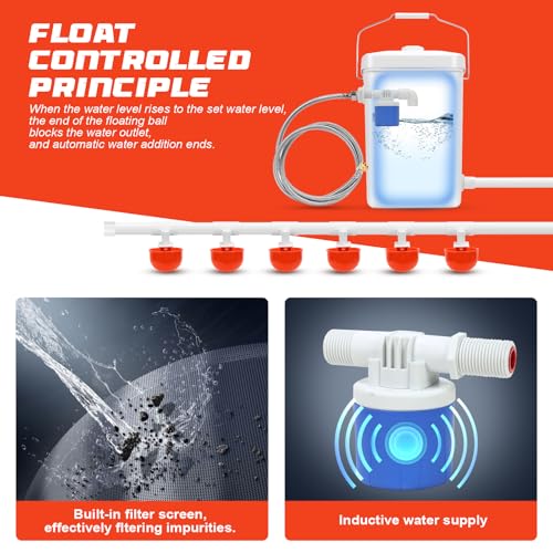 Automatic Chicken Waterer Float Controlled,3 Gallon Chicken Waterer | Dispenser with Hose Attachment,no waste， hanging chicken waterer， - size: 3 Gallon with hard tube