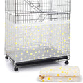 Shappy Large Bird Cage Net Cover for Seed Bird Cage Skirt Seed Catcher with Daisy Pattern Adjustable Nylon Protector for Budgie Parrot Parakeet Macaw(X-Large,White Daisy)