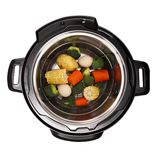 Steamer Rack Trivet with Heat Resistant Silicone Handles Compatible with Instant Pot Accessories 6 Qt 8 Quart, Stainless Steam Rack Pressure Cooker Trivet - Long Handles for Easy Chicken & Pot Removal - color: A-steamer Rack