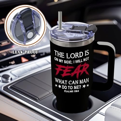 DUUV Faith over Fear Tumbler 40oz, Insulated Christian Gifts for Women Man | American Flag Cross Tumbler Leakproof, Bible Verse Gift for Man, Inspirational Religious Gift for Christians, 1 Pack - color: Not Fear Faith