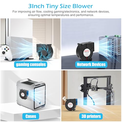 Wathai 75mm x 30mm Blower Fan Dual Ball with AC 110v - 240V Speed Control | High Performance for for DIY Inflatable or Exhaust Cooling - style: 12V Fan with Speed Control