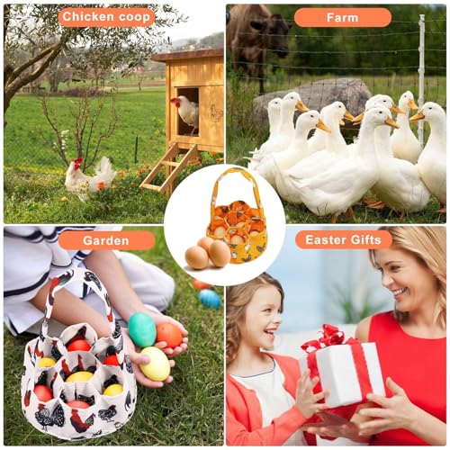 2 Pcs Egg Collecting Apron Chicken Gathering Basket with 7 Pouches Fresh Egg Holding Apron with 11 Pockets - color: Yellow Type 02
