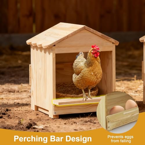 Wooden Chicken Nesting 32x29x38cm Portable Chicken Coop with Detachable Ramp, Indoor/Outdoor Hen House for Egg Laying - Can be Wall-Mounted or Ground Use, Easy Clean Poultry Supplies for Backyard Farm - size: 12.6"L x 11.8"W x 15.0"H