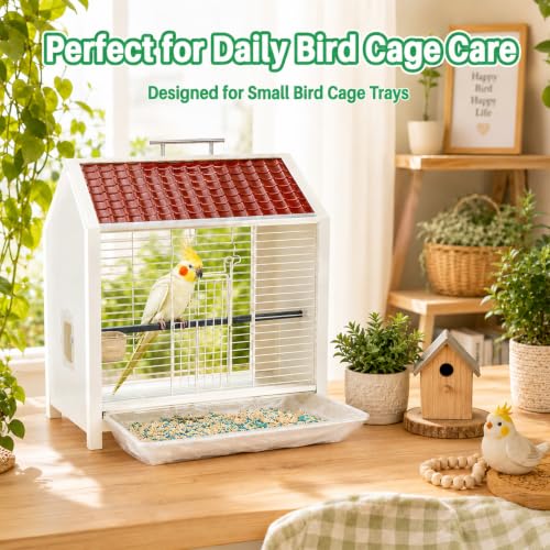 RAINFLOW Disposable Bird Cage Liner - 40PCS Elastic Plastic Small Animal Cage Liners Waterproof Easy to Clean Leakproof for Portable Birdcage Litter Box Liners for Parakeet Hedgehog Hamster (14x9.8in) | Bunny Guinea Pig Bird Cage Liners, Plastic Liners fo