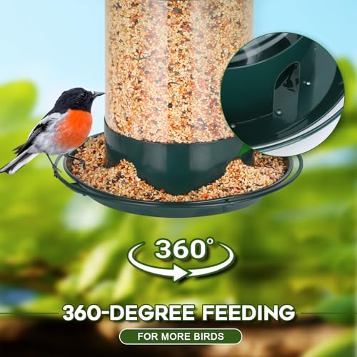 Metal Bird Feeders for Outdoors Hanging, Weather Resistant Wild Bird Feeder with 360 Degree Feeding Tray, Green, 2 Pack - color: Green