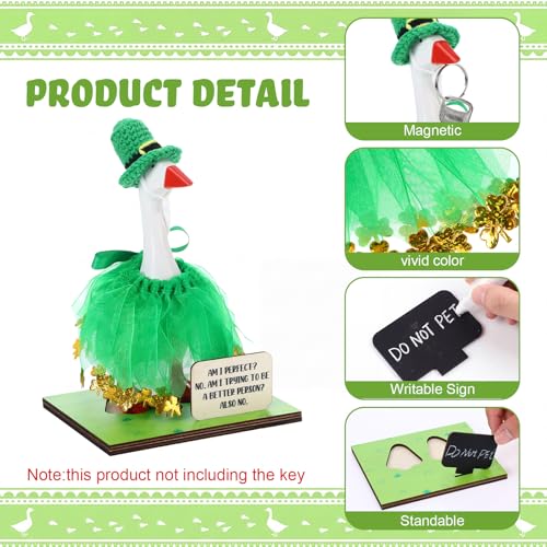 Relaxweex Magnetic Goose Key Holder Cute Resin Goose Statue with Mini Bow Tie Writable Interchangeable Signs Chalk for New Apartment Housewarming Gifts Office Table Desk Home Decor(Tutu Skirt) - style: Tutu Skirt
