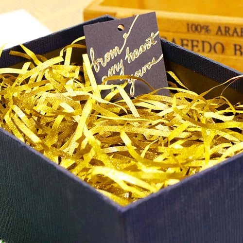 PEVOGON Gold Easter Grass Bulk Glitter Filler Paper Shreds for Easter Basket Gift Packaging Filling Egg Stuffer Party Supplies - color: Gold