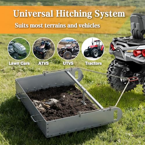 Pasture Manure Scoop Silver | Tow Behind Manure Scoop for Horses Paddocks, Picks Up for Small Manure from Horse, Instead of a Manure Fork ATV Rake