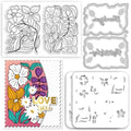 Bohemian Plants Stamps and Cutting Dies Set with Reusable Wall Painting Template for Card Making Boho Flowers Silicone Stamps Floral Leaves Die Cuts Stencils for DIY Craft Scrap-Booking Decor - style: Bohemian Plants