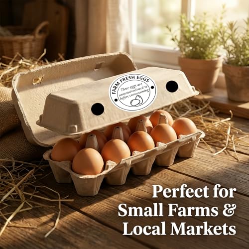 500Pcs 2 inch Egg Carton Stickers, Egg Stamps for Fresh Eggs Alternative, Farm Stand Supplies Handling Labels, Self Adhesive Unwashed Sign Decals for Chicken Quail Packaging