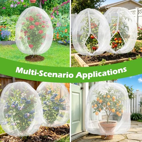 4PCS 4Ft × 5Ft Fruit Tree Netting with Zipper and Drawstring, 60 Mesh Thickened Garden Bird Netting for Blueberry Bushes, Fruits, Vegetables, Insect Bird Barrier Mesh Protective Cover - size: 4Ft × 5Ft