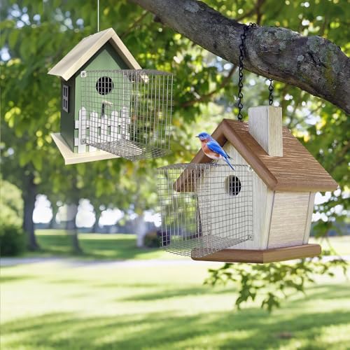 Tryly 2Pcs Bluebird House Protector Guards, Stainless Bird House Entrance,Designed for the Secure of Eastern Bluebird Homes and Their Chicks (Square) - style: Square