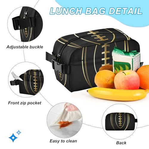 American Football Gold Backpack with Lunch Bag, School Travel Backpack for Teens Boys Girls Backpacks Set - color: Black and Gold