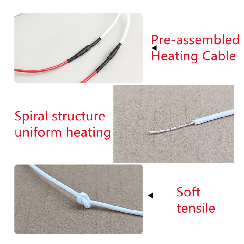 12V Pre-Assembled Silicon Rubber Heating Wire for DIY Steering Wheel Heater, Self-Made Warmer, Seat Heater (19.6ft) - size: 19.6ft