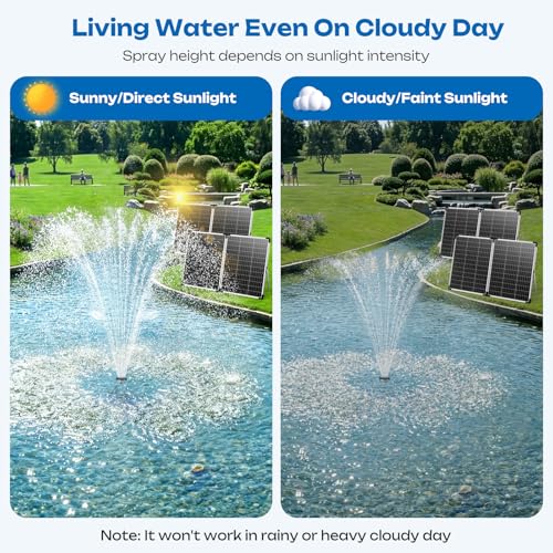 Antfraer 120W Solar Pond Pump, Solar Water Pump with 1600GPH Adjustable Flow & Dry-Run Protection, Solar Water Fountain Pump & Dual Solar Panels for Outdoor Pond Garden Waterfall Water Features - size: 120W