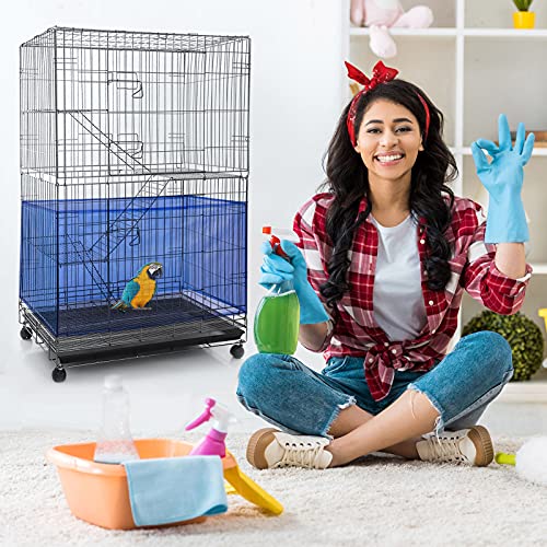 Shappy Large Bird Cage Seed Catcher,Bird Cage Cover Net Skirt Guard,Adjustable Soft Airy Mesh Net for Parrot Parakeet Macaw(118 x 15 Inch/ 300 x 37 cm,Blue) - color: Blue, size: 118 x 15 Inch/ 300 x 37 cm