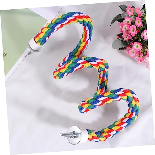 Hemobllo Bird Rope Perch, Colorful Parrot Cotton Rope Bird Perch Stand Climbing Toys Pet Parrot Chewing Toy for Parrots Cockatiels Parakeets Budgie Cages - size: 80cn