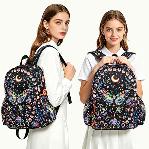 Butterfly Kids Backpack School Backpack Teens Bookbag for Girls Boys Hiking Camping Travel Sports - color: Butterfly