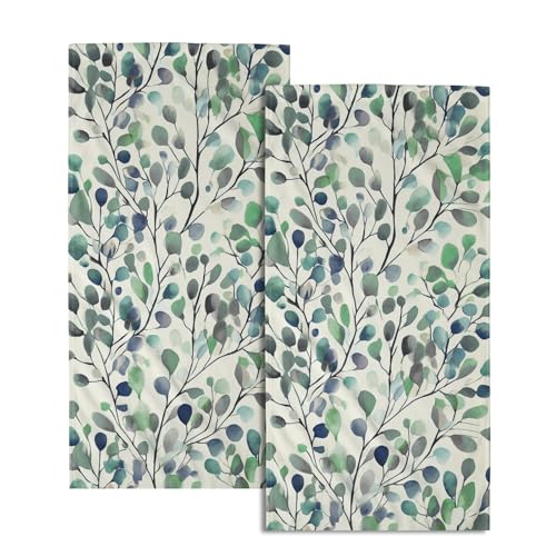 Leaves Floral Hand Towels 14x28 Inch Grey Green Boho Floral Absorbent Microfiber Soft Dish Washing Cloth Face Tea Towels for Home Hotel Gym Laundry Room Kitchen Bathroom Decor - color: Grey Green Leaves Floral