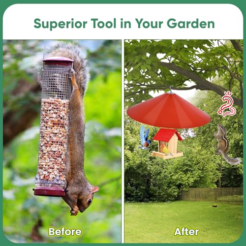 24-inch Large Squirrel Baffles for Bird Feeders Pole | Squirrel Proof Bird Feeders for Outdoor Hanging, Bird House Guard for Shepherd’s Hook, Two Way Use, Red Color - color: Red