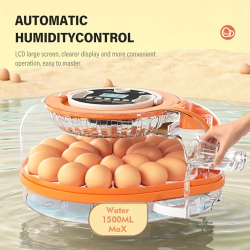 26 Incubators for Hatching Eggs Smart Voice Control Incubator with Auto Temp Humidity Automatic Egg Turning 360° View Built in Egg Candler and Chick Holding Area for Chicken Duck Goose Quail Eggs
