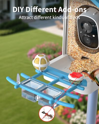 Bird Feeder with Camera, 2K Smart BirdCamera with Solar Powered, AI Identify Birds Species, Instant Arrival Alerts, 2.4Ghz WiFi Bird House for Outdoors, Ideal Gift for Family and Bird Lovers (Blue) - color: Blue