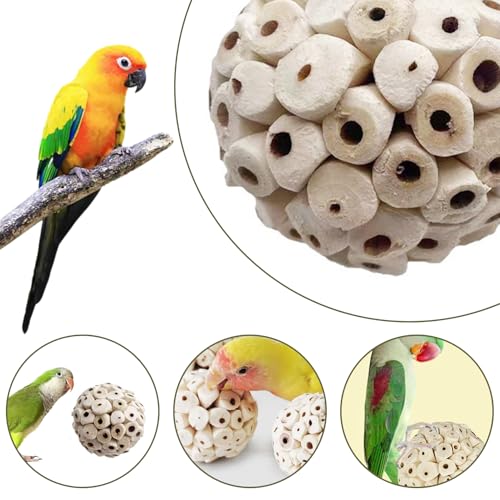 LWINGFLYER 6 Pieces Sola Atta Ball Parrot Biting Toy Bird Chew Accessories Natural Sola Plant Material for Birds, Rabbits, Hamsters and Small Pets.