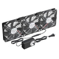 3X120mm Computer Fans with AC Plug & Speed Controller - 12V DC Cooling Fans for PC Case, Server Cabinet, Industrial Chassis, Greenhouse Ventilation - size: 3x120mm