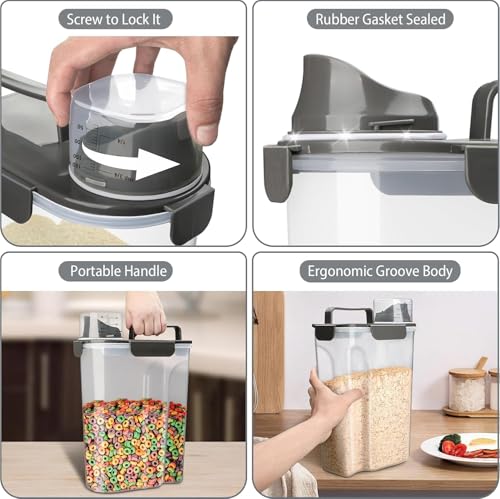 Rice Storage Containers, 20 LB Rice dispenser with Pouring Spout Large Bin for Flour, Pasta, Grain and Baking, Pet Dog Cat Bird Food Container Grey - color: 20lb grey