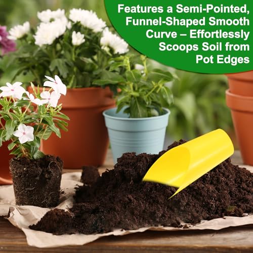 M METERXITY 6-Pack Bonsai Soil Scoops, Plastic Garden Soil Scoops Bucket Shovel Potting Scoopers for Transplanting/Flower Planting/Plant Succulent, Colorful Small Gardening Tools [Yellow] - color: Yellow