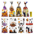 Lhocm Halloween Cellophane Treat Bags, Halloween Candy Cookies Goodie Gift Bags with Ties for Party Favors Supplies, 100pcs - color: Halloween 100pcs