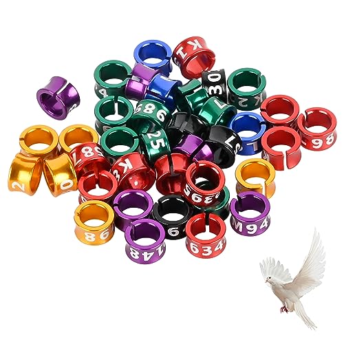 Open Bird Ring Bird Leg Bands Rings Open Bird Leg Rings Aluminum Split Bird Leg Rings Ldentifying Pigeons Training Rings Hibiscus Birds, Parrots, Peonies, Doves, Mixed Colors 50 PCS Per Pack - size: 4