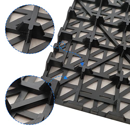 12 Pack Modular Interlocking Cushion 11.6" x 11.6" Rubber Mat Floor Tile Mats Drain Pool Patio Balcony Yard Pet Area Washer Pad(Black) - size: black