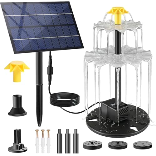 Yeomi Solar Fountain, Upgrade 2.8W 9V Solar Bird Bath Fountains with 4 Nozzles, Adjustable Water Flow, Solar Fountain for Bird Bath, Small Pond, Patio, Garden Water Feature Decoration - color: 2.8w 9v Solar Fountain Pump Kit