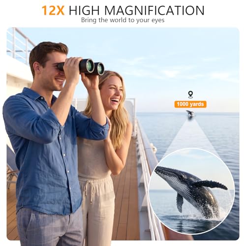 12x50 Binoculars for Adults Cruise Ship Travel Outdoor High Powerd Gift | Large 50mm Objective Lens, Easy Focus, Low Light Vision, Clear Image for Bird Watching Hunting Concert Stargazing