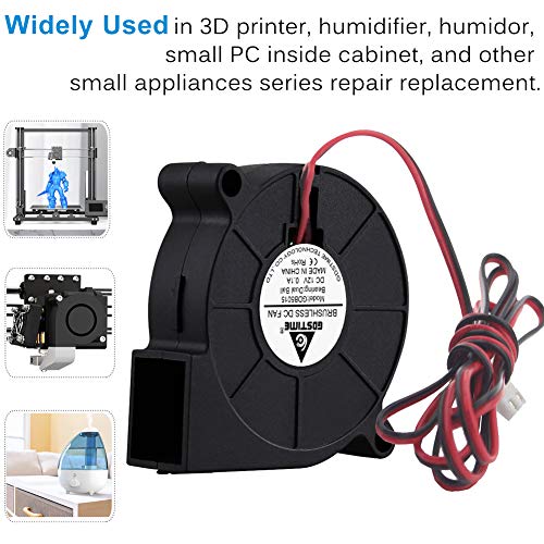 GDSTIME 5015 Blower Fan 12V 50mm x 15mm 2-Pin Dual Ball Bearing 2-Pack | Replacement for 3D Printer Part Cooling Fan, Audio Amplifier, Humidifier, 12 Volt DC Brushless, Long Wires (3.3 FT/1 m) - size: 50mm x 15mm