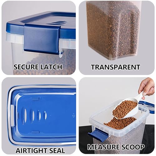 EIwichen Dog and Cat Food Storage Container with Scoop - 5-10 Lbs Pet Food Container with Airtight Lid, Dry Food Bin BPA Free, Kibble Container, for Pet, Cat, Dog, Bird Seed, e
