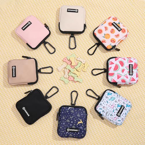 Dog Treat Pouch with Training Clicker,Waterproof Nylon Fabric Poop Bag Holders for Leashes,Hands Free Small Dog Walking Bag with Carabiner, Pet Puppy Training Walking Essentials (Watermelon) - color: Watermelon