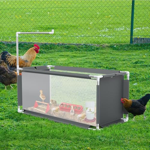 Indoor Chick Brooder Kit, 10.6 ft³ Habitat for Chicks, Ducklings & Quail, Stainless Frame, Waterproof Breathable Oxford, Includes Feeder, Waterer and Perch, 47.2"x19.7"x19.7" - color: Set-Grey