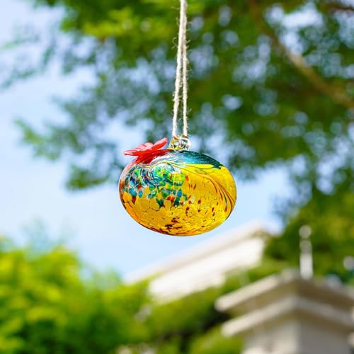 Pack 2 Blown Glass Hummingbird Feeders for Outdoors Window Hanging | Ant and Bee Proof - color: Color-3