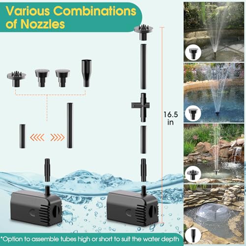 Antfraer 12W Solar Fountain Pump, Solar Pond Pump 160GPH Adjustable Flow with 16.5Ft Cord & 6.6Ft Tubing for Ponds, Wildlife Gardens, Bird Baths & DIY Water Features - style: 12W