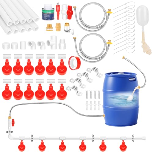 12 Pack Automatic Chicken Water Cups, Complete Set Pipeline Automatic Chicken Waterer System Poultry Waterer for Chick Duck Quail