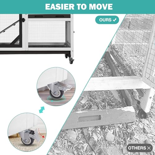 Rabbit Hutch Indoor for 2-4 Rabbits & Guinea Pigs，Bunny Cage with Slide-Out Plastic Trays，Wooden Small Animal Cage for Rabbits, Bunnies, and Guinea Pigs (Black) - color: (White & Black-AIR7013)