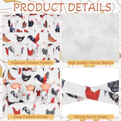 Egg Collecting Apron and Basket, 12 Pouches Chicken Egg Apron with 7 Pouches Basket, Aprons for Fresh Eggs - color: Style 2
