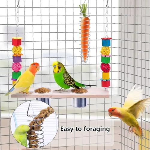 2Pcs Bird Foraging Toy, Steel Holder for Bird Cage Accessories Hanging Fruit Vegetable Feeder for Parrot Cage Parakeet - size: Two