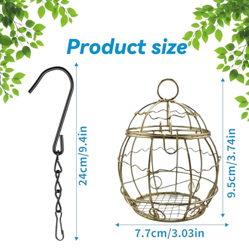4 Pack Bird Feeder, Suet Ball Feeders for Outside Hanging, Metal Hanging with Hooks, Fat Ball Bird Feeder Suet Feeder for Wild Birds Outdoor Garden