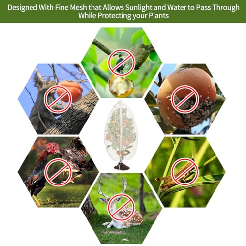 2 Pcs 6x6ft Fruit Tree Covers with Zipper and Drawstring,Nets to Protect Garden Blueberry Bushes from Birds and Insects, Fruit Tree Netting for Vegetable - size: 6 X 6ft