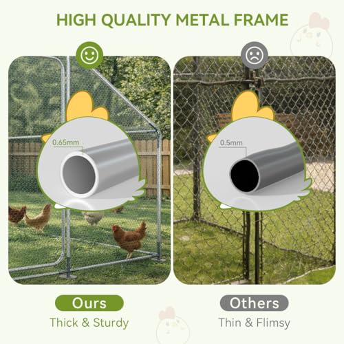 COMHOMA 19.7x10x6.6FT Large Metal Chicken Coop Walk-in Poultry Run | Galvanized Steel Outdoor Cage with Waterproof Roof & Lockable Soor. Ideal for Hens, Ducks, and Rabbits - size: 236.3"L x 120.0"W x 78.8"H
