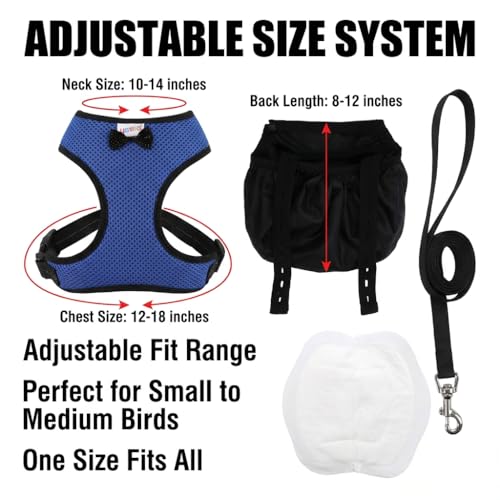 Washable Chicken Diaper Harness with Poop Bag | Leak-Resistant Adjustable Vest for Hens Ducks, Indoor Pet Poultry, 12-Hour Dryness Tested (Large, Blue) - color: Blue, size: Large